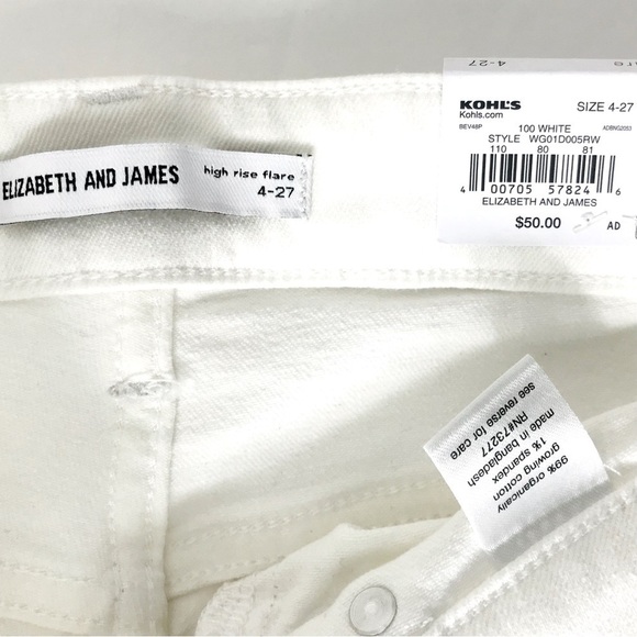 New! Elizabeth and James High Rise Flare White Jeans - Picture 11 of 12